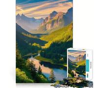 Mountain River Landscape Hard Jigsaw Puzzle for Adults 1000 Pieces Think Toy Peaceful Fun Clean Cut Fine Art Piece (38x26cm)