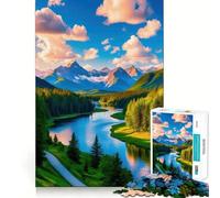 Mountain River Landscape Jigsaw Puzzles 1000 Piece for Teenagers Boost Recall Stress Free Tight Edge Wall Art Decor (38x26cm)