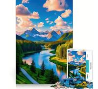 Mountain River Landscape Jigsaw Puzzles for Adults 1000 Pieces Mind Skill Toy Slow Enjoy Design Assembly Lovely Gift (50x75cm)