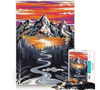Mountain River Sunset 1000 Piece Jigsaw Puzzle for Adults Logic Toy Relaxing Fun Design Assembly Santa Wish Gift (50x75cm)