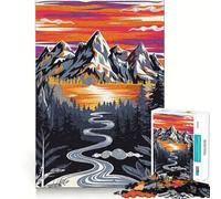 Mountain River Sunset 1000 Piece Jigsaw Puzzles for Adults Jigsaw Logic Sense Toy Leisure Fun Smooth Edge Heartfelt Gift (38x26cm)