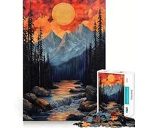 Mountain River Sunset 1000 Pieces Jigsaws Adults Puzzles Gifts Mind Game Toy Bonding Time Neat Cut Bday Surprise (50x75cm)
