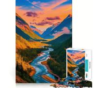 Mountain River Sunset Jigsaw Puzzles for Adults 1000 Mind Exercise Toy Relax Time Design Assembly (50x75cm)