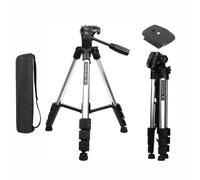 Mountain River Travel-Tripod with-Head for-Camera, Maxload 4kg, 1/4" Thread Quick Release Plate, Maximun Height 148cm, Folded Height Only 50cm, Central Up and Down, 4 Sections, for Video, Live