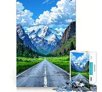 Mountain Road Anime Landscape for Adults 1000 Piece Jigsaw Puzzle Thought Toy Anxiety Relief Precise Edge Thoughtful Gift (38x52cm)