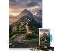 Mountain Road at Sunset Adult Jigsaw Puzzles1000 Pieces Mind Exercise Toy Tension Relief Design Assembly Lovely Present (38x52cm)