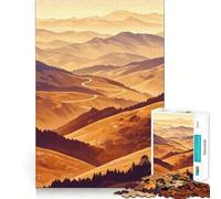 Mountain Road at Sunset Jigsaw Puzzles for Adults1000 Pieces Focus Brain Toy Relax Time Tight Edge Santa Wish Pick (50x75cm)