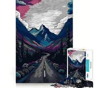 Mountain Road Landscape Digital Art Jigsaw Puzzles for Adults 1000 Piece Logic Boost Toy Group Joy Premium Edge Bday Surprise (38x26cm)