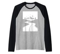Mountain Road Night Sky Wanderlust Biker Graphic Design Raglan Baseball Tee