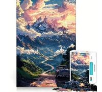 Mountain Road Sunset 1000 Piece Jigsaw Puzzle for Adults Logic Toy Relaxing Fun Design Assembly Santa Wish Gift (38x26cm)