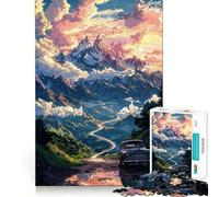 Mountain Road Sunset Adult Jigsaw Puzzles 1000 Pieces Mind Exercise Toy Calming Play Design Assembly Amazing Present (38x52cm)