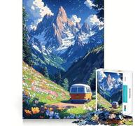 Mountain Road Trip Floral 1000 Piece Jigsaw Puzzle for Adults Logic Toy Relaxing Fun Design Assembly Santa Wish Gift (38x52cm)