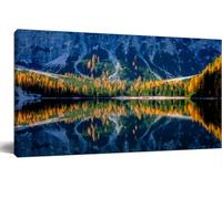 Mountain Rocks And Autumn Forest Reflected Water Lake Wall Art Canvas Prints Painting Nature Pictures Unframed Paintings Canvas Wall Art For Living Room Bedroom Kitchen Home And Office 12x16 Inch