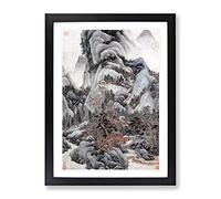 Mountain Scenery By Wang Jian Asian Japanese Framed Print | A4 Black Framed Wall Art | Ready to Hang | Asian Landscape Picture | Living Room Bedroom Lounge Office