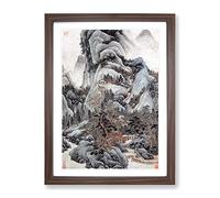 Mountain Scenery By Wang Jian Asian Japanese Framed Print | A4 Walnut Framed Wall Art | Ready to Hang | Asian Landscape Picture | Living Room Bedroom Lounge Office