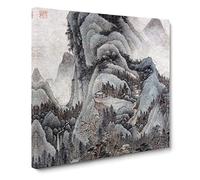 Mountain Scenery by Wang Jian Canvas Print | Gallery Wrapped 30mm Frame Wall Art | 14x14 inches | Ready to Hang | Modern Landscape Picture | Living Room Bedroom Lounge Office