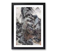 Mountain Scenery by Wang Jian Framed Print | A2 Black Framed Wall Art | Ready to Hang | Modern Landscape Picture | Living Room Bedroom Lounge Office