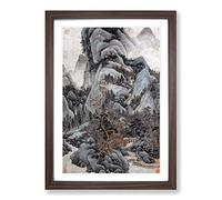 Mountain Scenery by Wang Jian Framed Print | A2 Walnut Framed Wall Art | Ready to Hang | Modern Landscape Picture | Living Room Bedroom Lounge Office