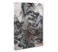 Mountain Scenery by Wang Jian Painting Canvas Print | Gallery Wrapped 30mm Frame Wall Art | 30x20 inches | Ready to Hang | Contemporary Landscape Picture | Living Room Bedroom Lounge Office