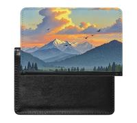 Mountain Scenery Passport Holder Cover Secure Travel Wallet PU Leather Credit Cards Passport Organizer Bag for Women Men, white, One Size, Modern