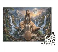 Mountain Shaman Wolf Premium 1000 Pieces Thick Cardboard Puzzle Moonlit Waterfall for Older Children 12+ Anxiety Relief Indoor Activity 52x38cm/1000pcs