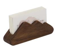 Mountain Shape Business Card Holder, Solid Wood Desk Organiser - Unique Office Desk Decor & Executive Gift for Men & Women, Wooden Card Case (Walnut Wood)
