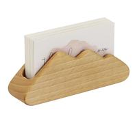 Mountain Shape Business Card Holder, Solid Wood Desk Organiser - Unique Office Desk Decor & Executive Gift for Men & Women, Wooden Card Case (Beech Wood)
