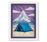 Mountain Shelter Minimalist Framed Wall Art Print A2 (59.4×42cm) White, Wall Decor for Living Room, Bedroom, Office & Home, Ready to Hang, Art Gift