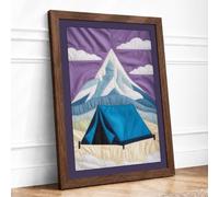 Mountain Shelter Minimalist Framed Wall Art Print A3 (42×29.7cm) Walnut, Wall Decor for Living Room, Bedroom, Office & Home, Ready to Hang, Art Gift