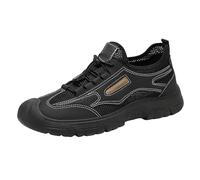 Mountain Shoes Men's Sports Shoes Summer Mesh Breathable Comfortable Trainers Plain Slip On Soft Sole Cushioning Jogging Shoes Outdoor Running Workout Walking Shoes with Laces, 38-43 EU, black, 8 UK