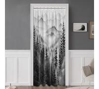 Mountain Shower Curtain Forest Nature Shower Curtains for Bathroom, Rustic Woodland Pine Tree Landscape Bathtub Curtain Men Bath Decor, Waterproof Fabric with Hooks (Black and White,48''W x 72''L)