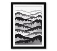 Mountain Silence Minimalist Framed Wall Art Print A2 (59.4×42cm) Black, Wall Decor for Living Room, Bedroom, Office & Home, Ready to Hang, Art Gift