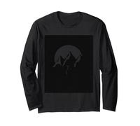 Mountain Silhouette with Penguin Under Moon Long Sleeve T-Shirt