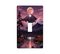 Mountain Single Light Switch Cover Plate, Nature Scenic Moon River None Violet Plastic Standard Size Switch Plate Decorative for Bedroom Bathroom Kitchen Entrance Decor (Single)