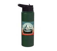 Mountain Snow Peaks Landscape Trees Forest Water Nature Stainless Steel Insulated Water Bottle