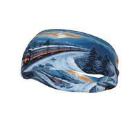 Mountain Snow Train Sweat Band Headband for Men Women - Athletic Stretchable Breathable for Running Gym Tennis Yoga & All Sports