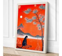Mountain Solitude Japandi Canvas Wall Art Print 18x12 Inch (46 x 30 cm)