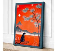 Mountain Solitude Japandi Canvas Wall Art Print 36x24 Inch
