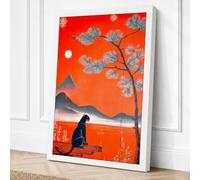 Mountain Solitude Japandi Canvas Wall Art Print 36x24 Inch (91 x 61 cm)