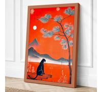 Mountain Solitude Japandi Canvas Wall Art Print 36x24 Inch (91 x 61 cm)