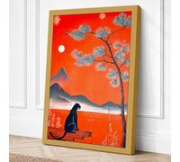 Mountain Solitude Japandi Canvas Wall Art Print 36x24 Inch (91 x 61 cm)