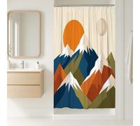 Mountain Stall Shower Curtain, Modern Geometric Sun Moon Summer Orange Polyester Waterproof Design Print Bath Curtains for Bathroom Toile Guest Room Decor 36x72 Inch