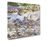 Mountain Stream by John Singer Sargent Classic Painting Canvas Wall Art Print Ready to Hang, Framed Picture for Living Room Bedroom Home Office Décor, 14x14 Inch (35x35 cm)