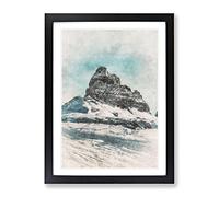 Mountain Summit In Italy Painting Modern Framed Print | A4 Black Framed Wall Art | Ready to Hang | Modern Landscape Picture | Living Room Bedroom Lounge Office