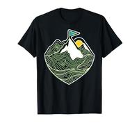 Mountain Summit Topo Map Hiker Flag Men T-Shirt