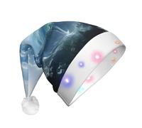 Mountain Sunny Sky Print Led Christmas Hat For Adults Unisex Xmas Hat For New Year Festive Holiday Party