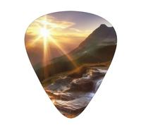 Mountain Sunrise Landscape 12 Pack Guitar Plectrums With Storage Case, 0.46/0.71/0.96mm, Including Thin, Medium Thick Guitar Plectrums For Electric Guitars Bass Ukulele