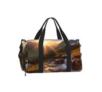 Mountain Sunrise Landscape Gym Duffle Bag with Shoe Compartment Travel Weekender Overnight Bag Waterproof Sports Gym Bag with Shoulder Strap