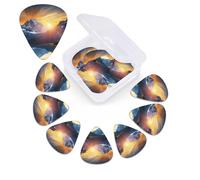 Mountain Sunrise Print Guitar Picks 12 Pack Guitar Plectrums with Storage Box Bass Picks For Acoustic Guitar Bass Electric Ukulele Includes 0.46mm, 0.71mm, 0.96mm