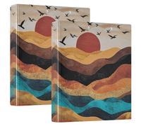 Mountain Sunset 3 Ring Binders 1.5 Inch Clear View Three Ring Binders Versatile Binder Fits 200 Sheets 2 Pack